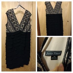 Jessica Howard black and nude dres